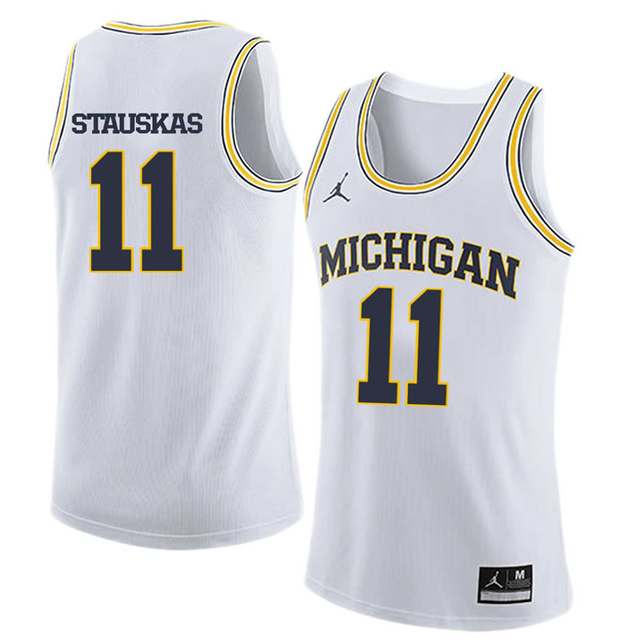 University of Michigan 11 Nik Stauskas White College Basketball Jersey Dzhi